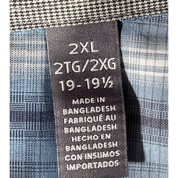 Van Heusen Mens Essential Shadow Plaid Long Sleeve Button-Down Shirt Blue - Picture 8 of 14